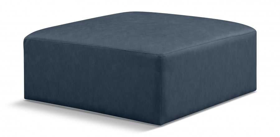 Cube Charcoal Grey Faux Leather Ottoman Blue from Meridian - Luna Furniture