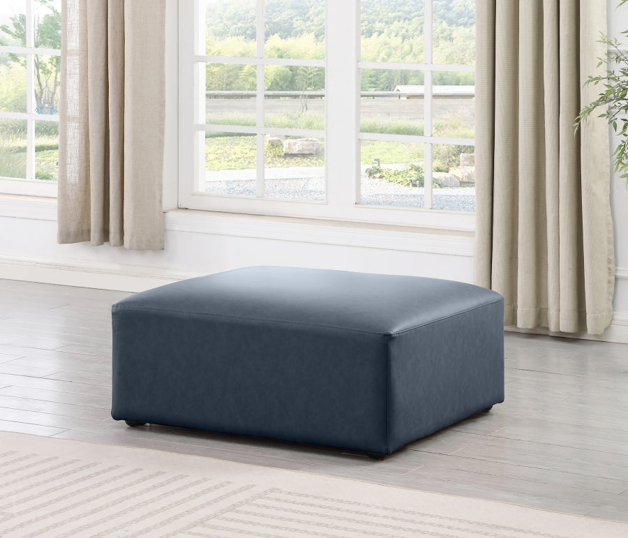 Cube Charcoal Grey Faux Leather Ottoman Blue from Meridian - Luna Furniture