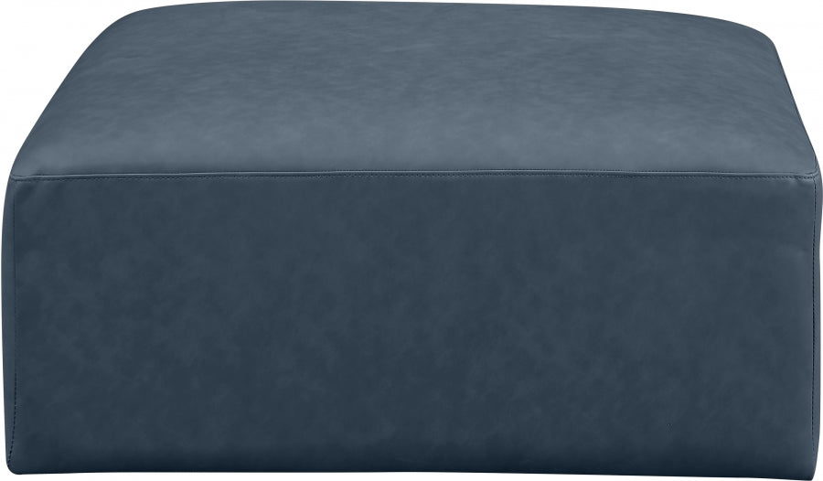 Cube Charcoal Grey Faux Leather Ottoman Blue from Meridian - Luna Furniture