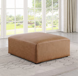 Cube Charcoal Grey Faux Leather Ottoman Brown from Meridian - Luna Furniture