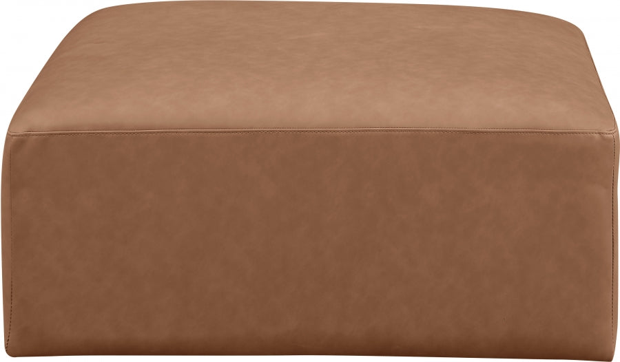 Cube Charcoal Grey Faux Leather Ottoman Brown from Meridian - Luna Furniture