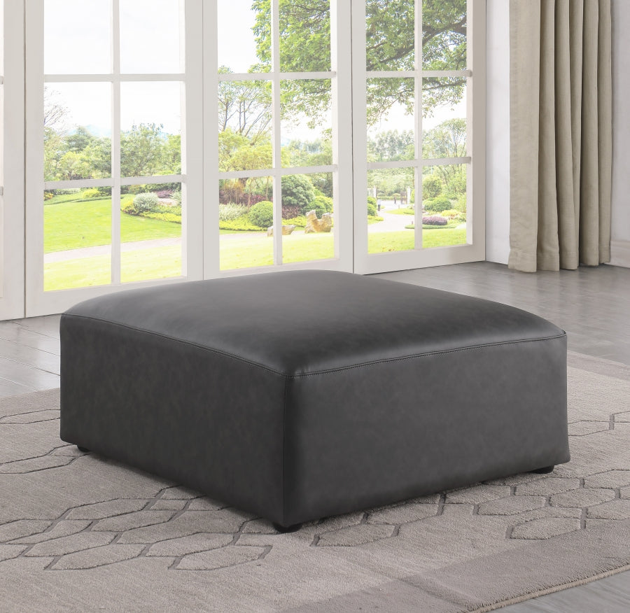 Cube Charcoal Grey Faux Leather Ottoman Grey from Meridian - Luna Furniture