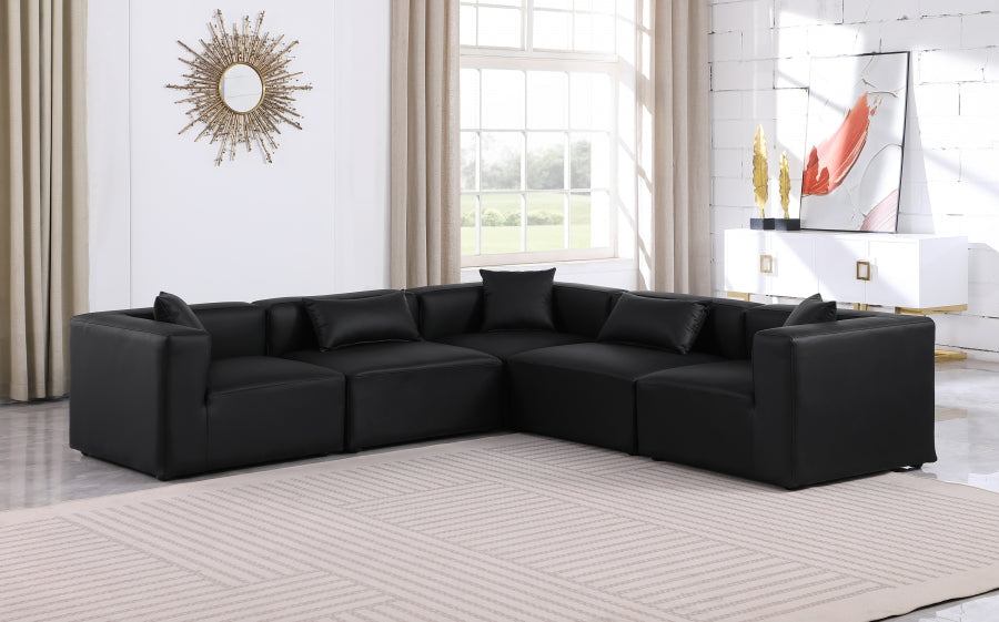 Cube Faux Leather Sectional Black from Meridian - Luna Furniture