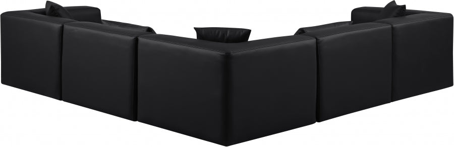 Cube Faux Leather Sectional Black from Meridian - Luna Furniture