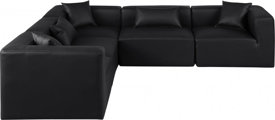 Cube Faux Leather Sectional Black from Meridian - Luna Furniture