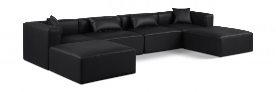 Cube Faux Leather Sectional Black from Meridian - Luna Furniture