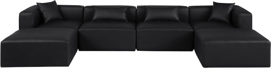 Cube Faux Leather Sectional Black from Meridian - Luna Furniture