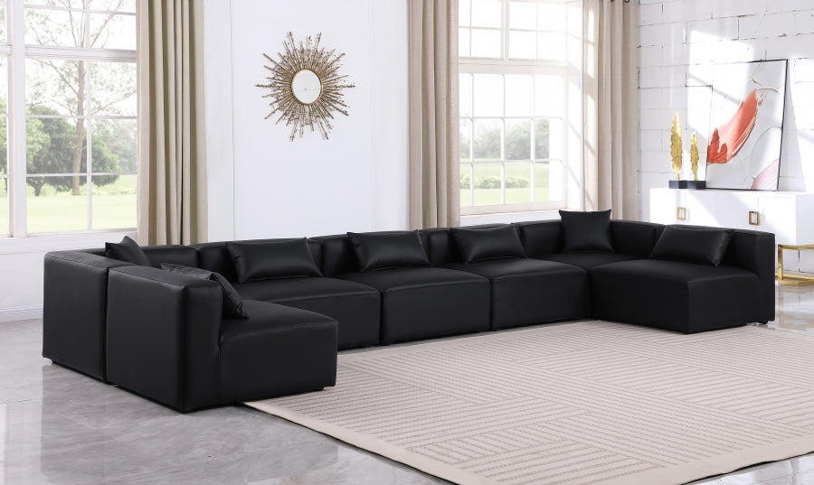 Cube Faux Leather Sectional Black from Meridian - Luna Furniture