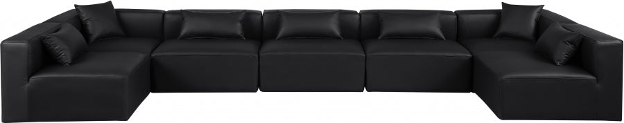 Cube Faux Leather Sectional Black from Meridian - Luna Furniture