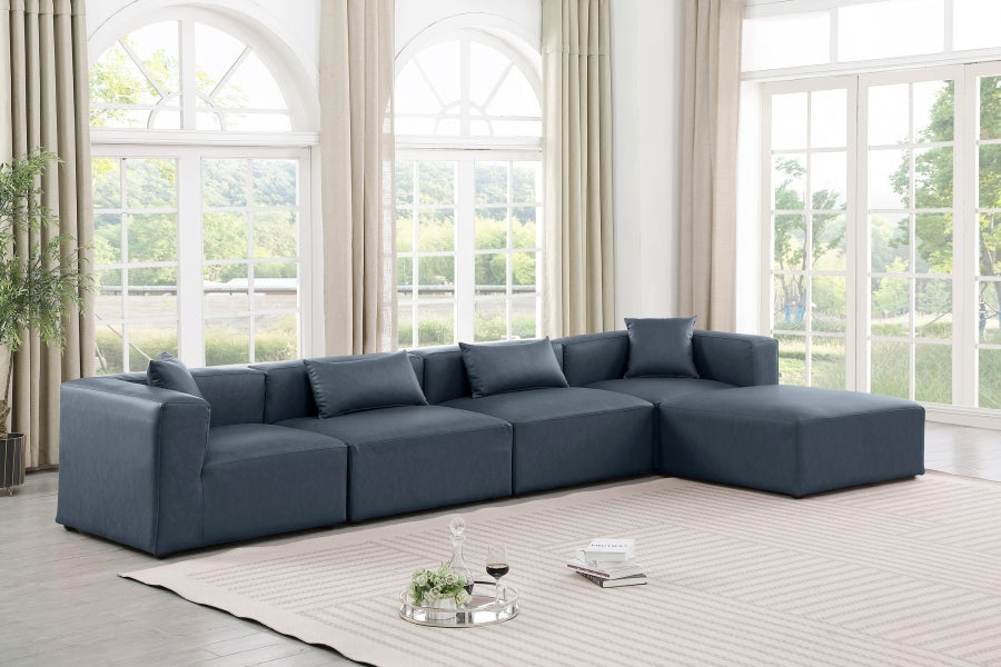 Cube Faux Leather Sectional Blue from Meridian - Luna Furniture