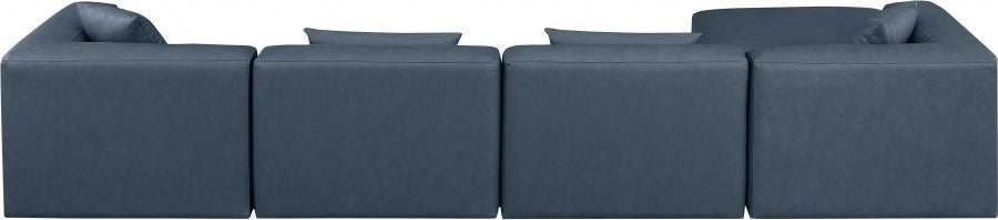 Cube Faux Leather Sectional Blue from Meridian - Luna Furniture