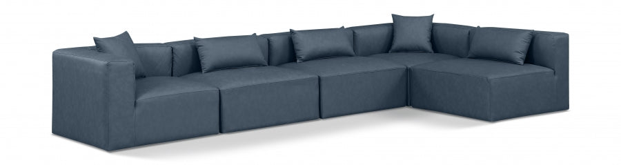 Cube Faux Leather Sectional Blue from Meridian - Luna Furniture