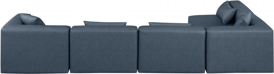 Cube Faux Leather Sectional Blue from Meridian - Luna Furniture