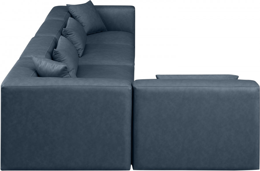 Cube Faux Leather Sectional Blue from Meridian - Luna Furniture