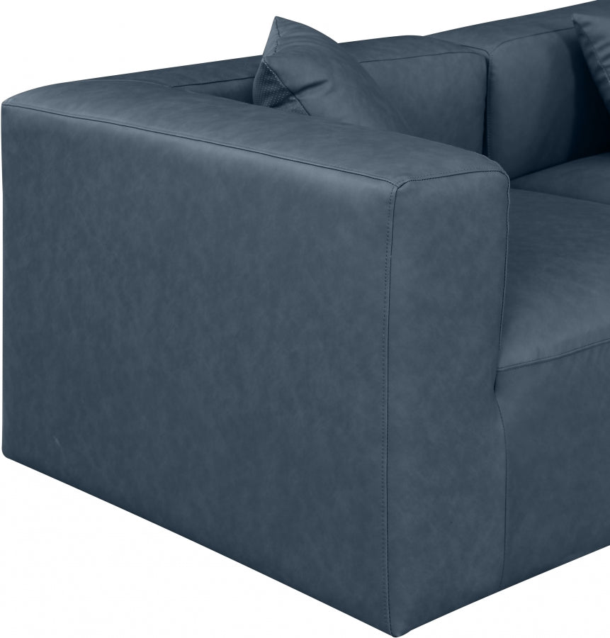 Cube Faux Leather Sectional Blue from Meridian - Luna Furniture