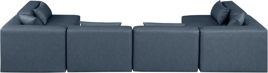 Cube Faux Leather Sectional Blue from Meridian - Luna Furniture