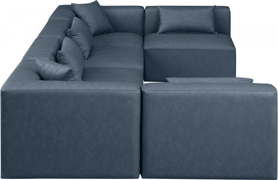 Cube Faux Leather Sectional Blue from Meridian - Luna Furniture