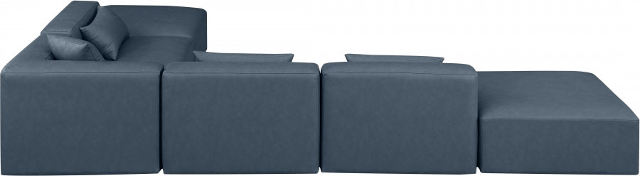 Cube Faux Leather Sectional Blue from Meridian - Luna Furniture