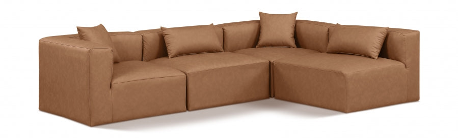 Cube Faux Leather Sectional Brown from Meridian - Luna Furniture