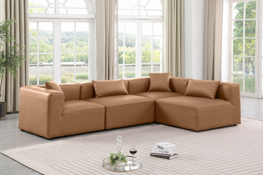 Cube Faux Leather Sectional Brown from Meridian - Luna Furniture