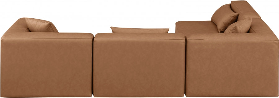 Cube Faux Leather Sectional Brown from Meridian - Luna Furniture