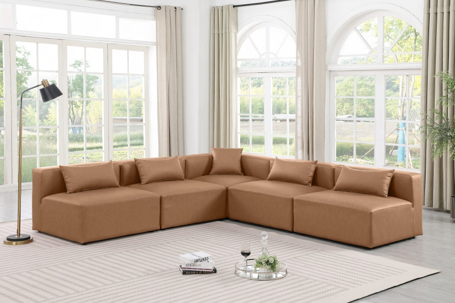 Cube Faux Leather Sectional Brown from Meridian - Luna Furniture