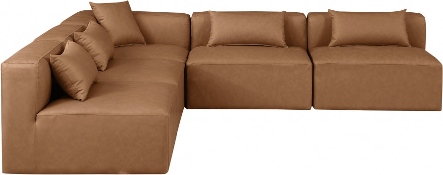 Cube Faux Leather Sectional Brown from Meridian - Luna Furniture