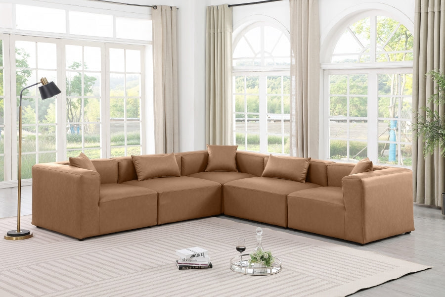 Cube Faux Leather Sectional Brown from Meridian - Luna Furniture