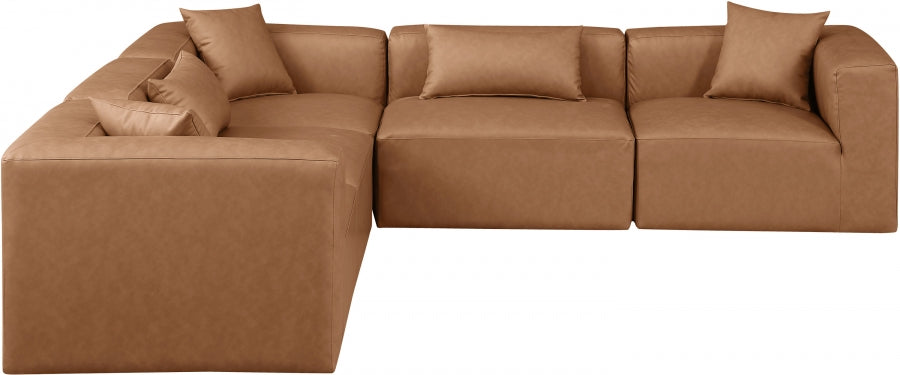 Cube Faux Leather Sectional Brown from Meridian - Luna Furniture