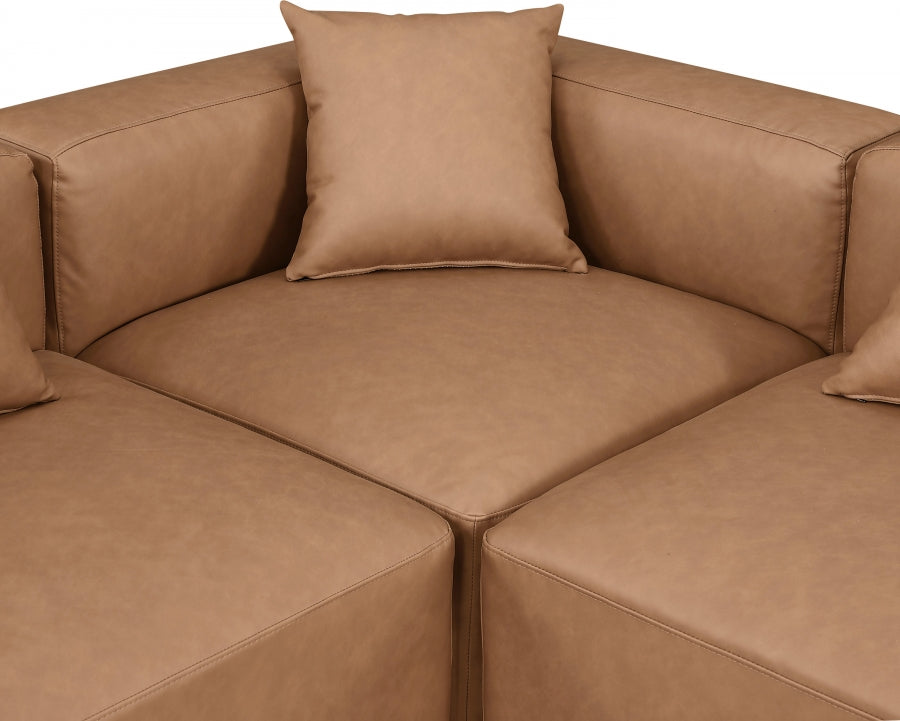 Cube Faux Leather Sectional Brown from Meridian - Luna Furniture