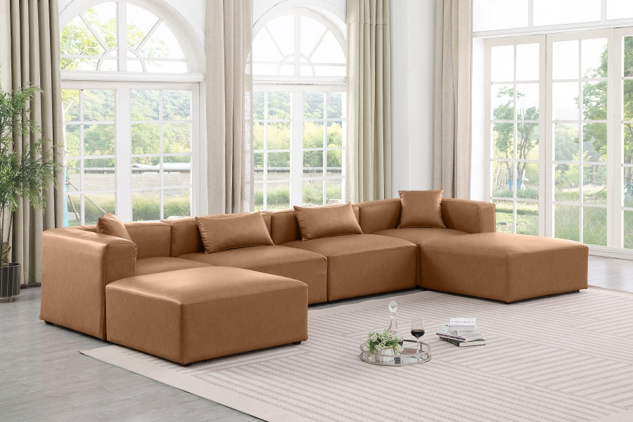 Cube Faux Leather Sectional Brown from Meridian - Luna Furniture