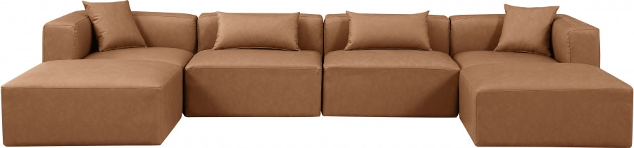 Cube Faux Leather Sectional Brown from Meridian - Luna Furniture