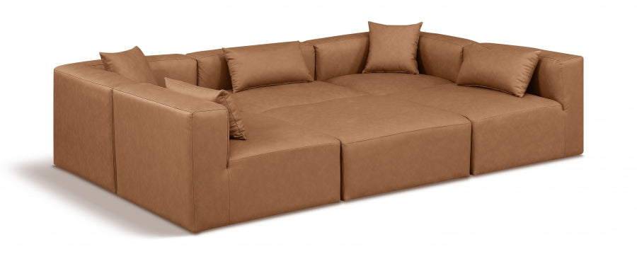 Cube Faux Leather Sectional Brown from Meridian - Luna Furniture