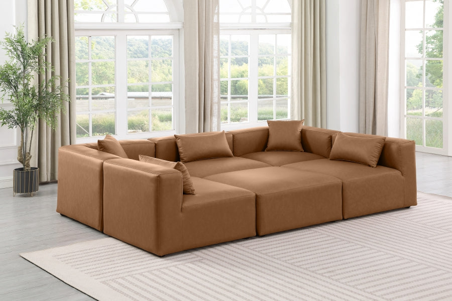 Cube Faux Leather Sectional Brown from Meridian - Luna Furniture