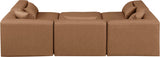 Cube Faux Leather Sectional Brown from Meridian - Luna Furniture