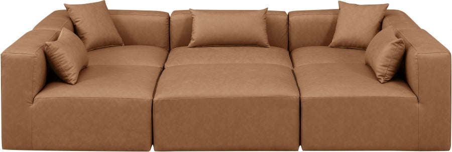 Cube Faux Leather Sectional Brown from Meridian - Luna Furniture