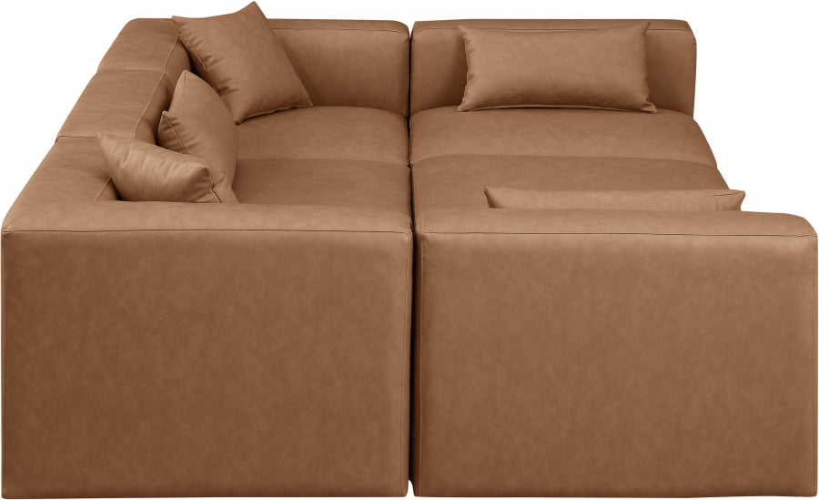 Cube Faux Leather Sectional Brown from Meridian - Luna Furniture