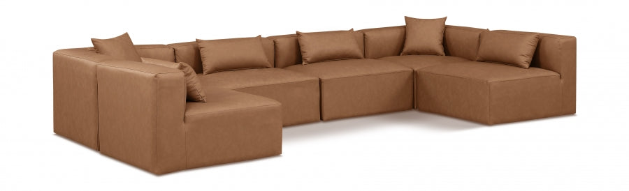 Cube Faux Leather Sectional Brown from Meridian - Luna Furniture