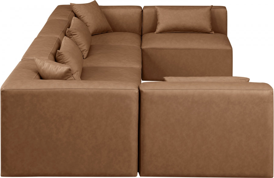 Cube Faux Leather Sectional Brown from Meridian - Luna Furniture