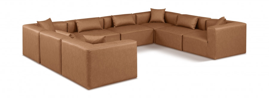 Cube Faux Leather Sectional Brown from Meridian - Luna Furniture