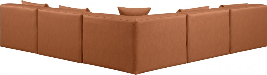 Cube Faux Leather Sectional Cognac from Meridian - Luna Furniture