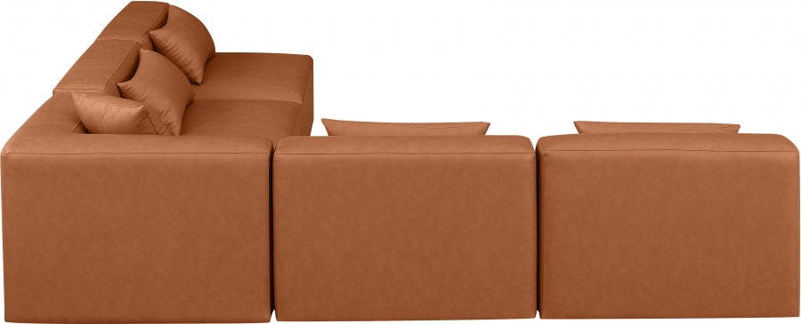 Cube Faux Leather Sectional Cognac from Meridian - Luna Furniture