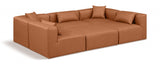 Cube Faux Leather Sectional Cognac from Meridian - Luna Furniture