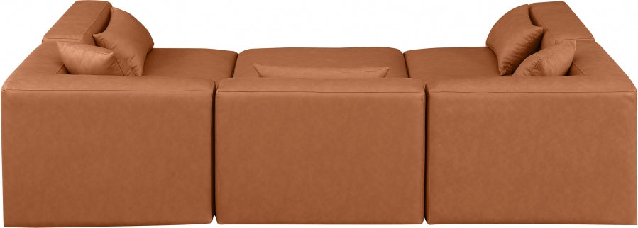 Cube Faux Leather Sectional Cognac from Meridian - Luna Furniture