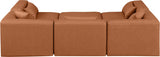 Cube Faux Leather Sectional Cognac from Meridian - Luna Furniture