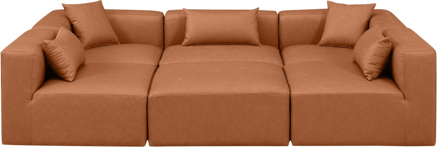 Cube Faux Leather Sectional Cognac from Meridian - Luna Furniture