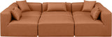 Cube Faux Leather Sectional Cognac from Meridian - Luna Furniture