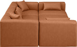 Cube Faux Leather Sectional Cognac from Meridian - Luna Furniture