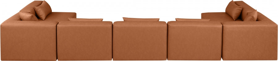 Cube Faux Leather Sectional Cognac from Meridian - Luna Furniture