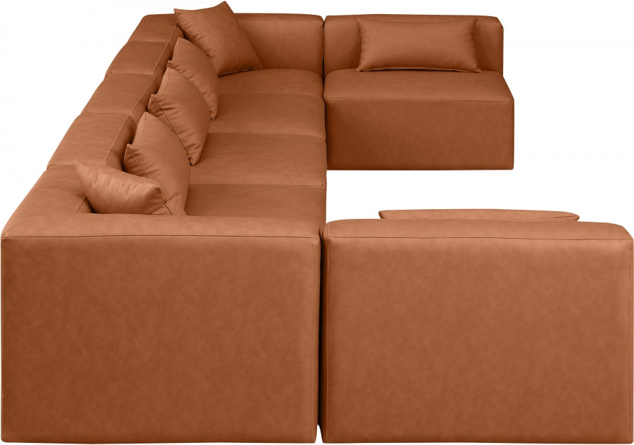 Cube Faux Leather Sectional Cognac from Meridian - Luna Furniture